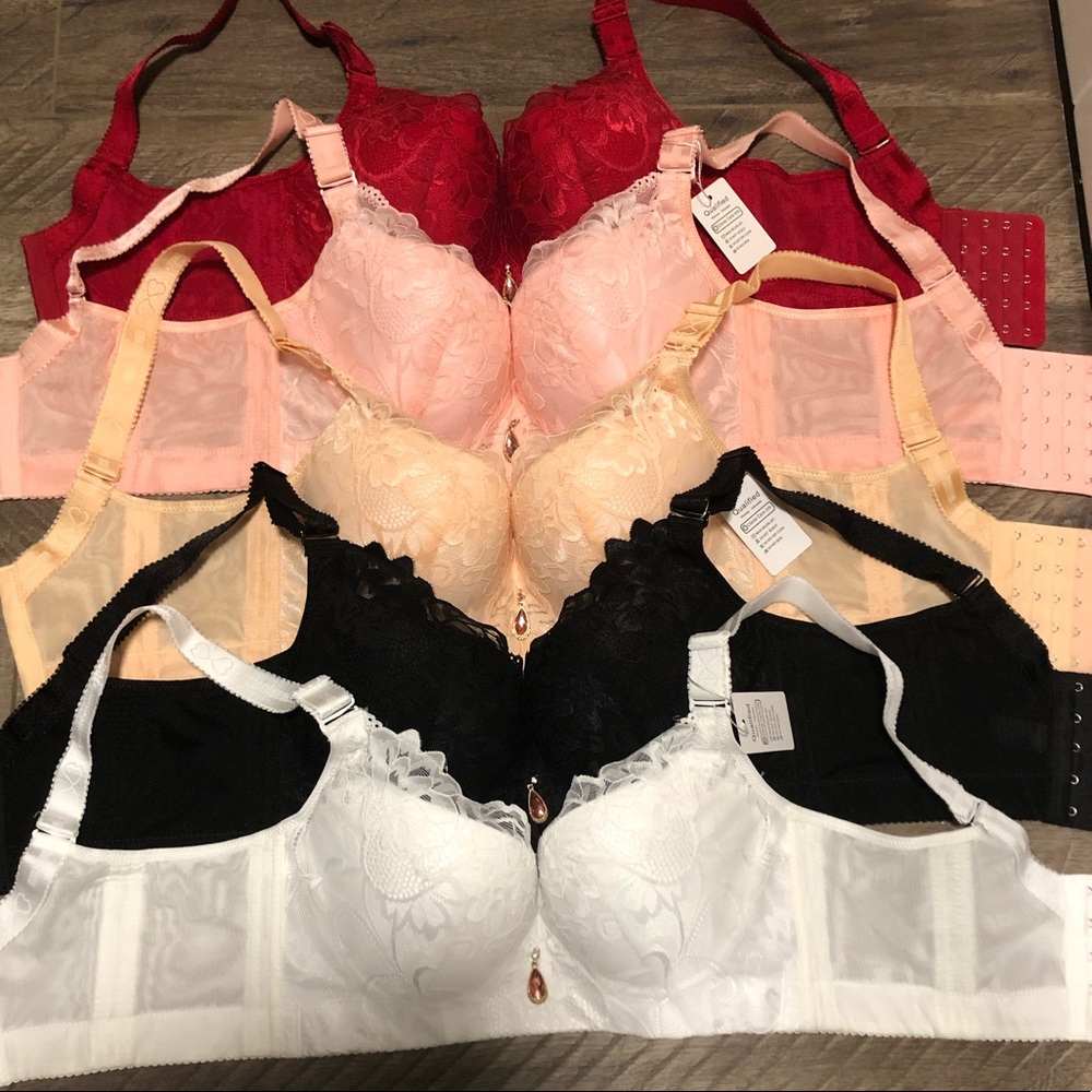 NWT BRA & PANTY D set Blush pink longline M-XXL pale pink bundle strong support - Picture 6 of 11
